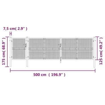 vidaXL Πόρτα Περίφραξης με Πλέγμα Πράσινη 500 x 175 εκ. Γαλβαν. Ατσάλι