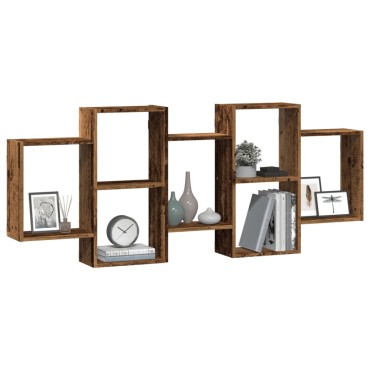 vidaXL Ραφιέρα Τοίχου Όψη Παλαιού Ξύλου 159x18x65cm από Επεξ. Ξύλο 1 τεμ.