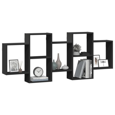 vidaXL Ραφιέρα Τοίχου Μαύρο 159x18x65cm από Επεξεργασμένο Ξύλο 1 τεμ.