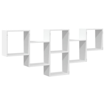 vidaXL Ραφιέρα Τοίχου Λευκό 159x18x66cm από Επεξ. Ξύλο 1 τεμ.