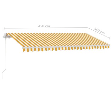 vidaXL Τέντα Συρόμενη Χειροκίνητη με LED Κίτρινο / Λευκό 450 x 350 εκ.