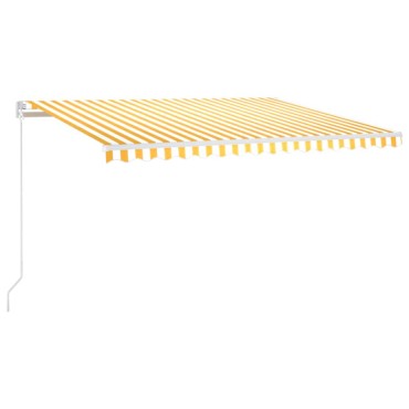 vidaXL Τέντα Συρόμενη Χειροκίνητη με LED Κίτρινο / Λευκό 450 x 350 εκ.