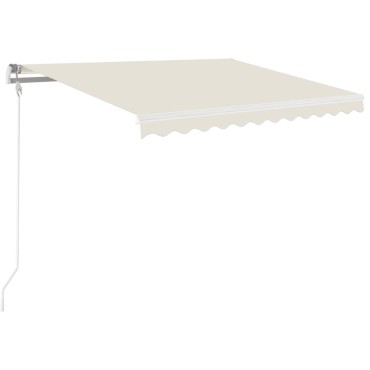 vidaXL Τέντα Συρόμενη Χειροκίνητη με LED Κρεμ 350 x 250 εκ.