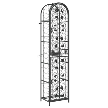 vidaXL Ραφιέρα Κρασιών 73 Μπουκ. Μαύρη 45x36x200cm Σφυρήλατο Σίδερο 1 τεμ.