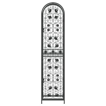 vidaXL Ραφιέρα Κρασιών 73 Μπουκ. Μαύρη 45x36x200cm Σφυρήλατο Σίδερο 1 τεμ.