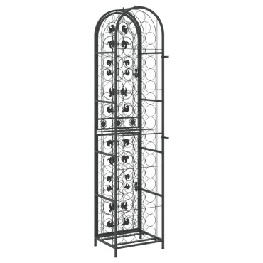 vidaXL Ραφιέρα Κρασιών 73 Μπουκ. Μαύρη 45x36x200cm Σφυρήλατο Σίδερο 1 τεμ.