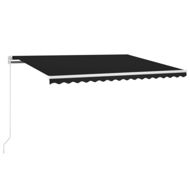 vidaXL Τέντα Συρόμενη Χειροκίνητη με LED Ανθρακί 400 x 350 εκ.