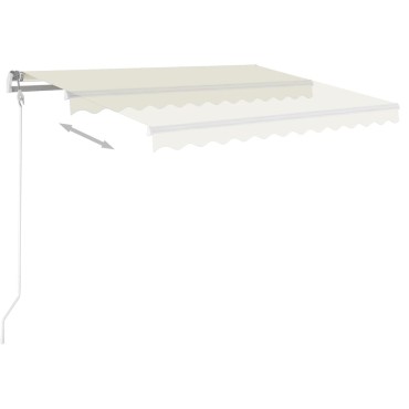 vidaXL Τέντα Συρόμενη Χειροκίνητη με LED Κρεμ 3 x 2,5 μ.