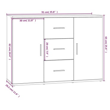 vidaXL Ντουλάπι Γκρι Σκυροδέματος 91x29,5x65cm Επεξεργασμένο Ξύλο 1 τεμ.