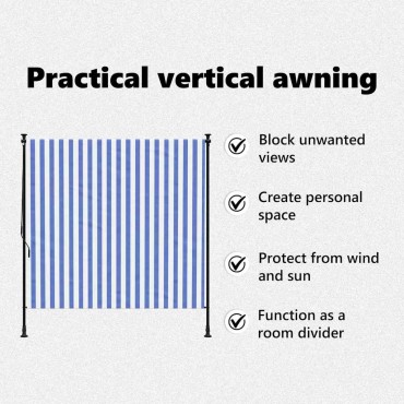 vidaXL Στόρι Σκίασης Ρόλερ Εξ.Χώρου Μπλε/Λευκό 150x270εκ Ύφασμα/Ατσάλι