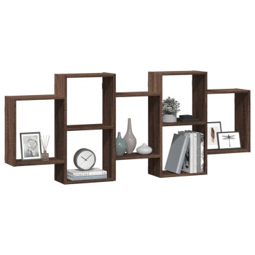 vidaXL Ραφιέρα Τοίχου Καφέ Δρυς 159x18x65cm από Επεξεργασμένο Ξύλο 1 τεμ.