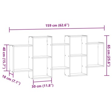 vidaXL Ραφιέρα Τοίχου Καφέ Δρυς 159x18x65cm από Επεξεργασμένο Ξύλο 1 τεμ.