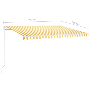 vidaXL Τέντα Συρόμενη Χειροκίνητη με LED Κίτρινο / Λευκό 400 x 350 εκ.