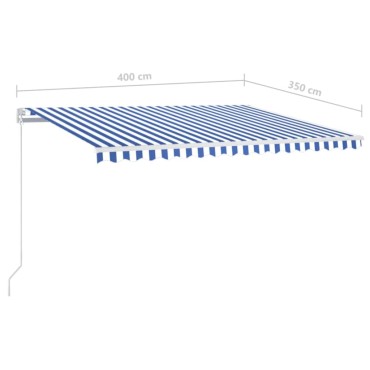 vidaXL Τέντα Συρόμενη Χειροκίνητη με LED Μπλε / Λευκό 400 x 350 εκ.