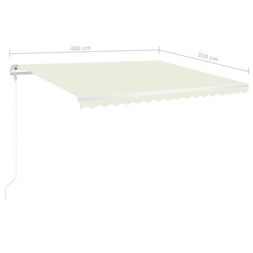 vidaXL Τέντα Συρόμενη Χειροκίνητη με LED Κρεμ 4 x 3,5 μ.
