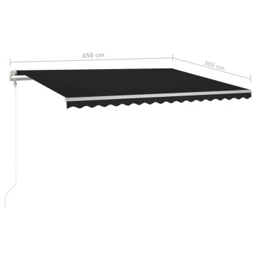vidaXL Τέντα Συρόμενη Χειροκίνητη με LED Ανθρακί 4,5x3 μ.