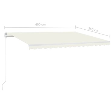 vidaXL Τέντα Συρόμενη Χειροκίνητη με LED Κρεμ 400 x 350 εκ.