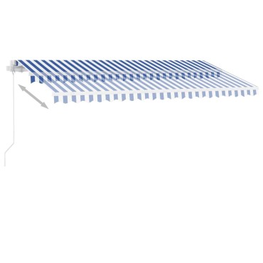 vidaXL Τέντα Συρόμενη Χειροκίνητη με LED Μπλε / Λευκό 400 x 350 εκ.