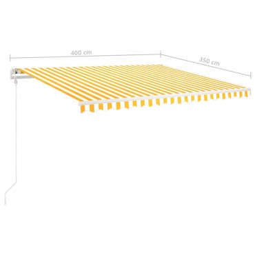 vidaXL Τέντα Συρόμενη Χειροκίνητη με LED Κίτρινο / Λευκό 4 x 3,5 μ.