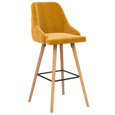 vidaXL Σκαμπό Μπαρ 2 τεμ. Κίτρινα Βελούδινα 48x55x106cm