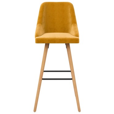 vidaXL Σκαμπό Μπαρ 2 τεμ. Κίτρινα Βελούδινα 48x55x106cm