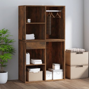 vidaXL Ντουλάπι Γυαλιστερό Καπνιστή Δρυς 80x40x65cm Επεξεργασμένο Ξύλο 1 τεμ.