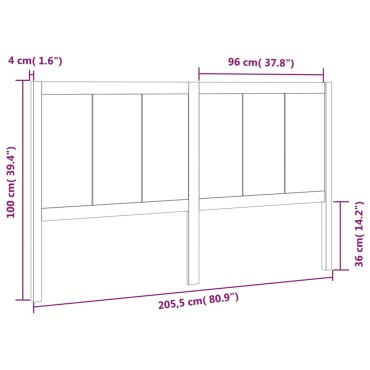 vidaXL Κεφαλάρι Κρεβατιού Μελί 205,5x4x100cm Μασίφ Ξύλο Πεύκου 1 τεμ.