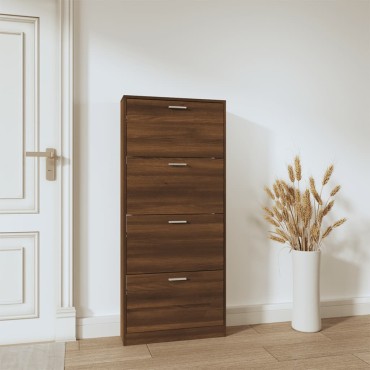 vidaXL Παπουτσοθήκη Καφέ Δρυς 59x17x150cm από Επεξεργασμένο Ξύλο