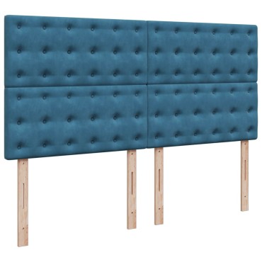 vidaXL Κρεβάτι Boxspring με Στρώμα Σκούρο Μπλε 180x200 εκ. Βελούδινο