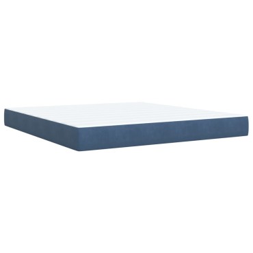 vidaXL Κρεβάτι Boxspring με Στρώμα Σκούρο Μπλε 180x200 εκ. Βελούδινο