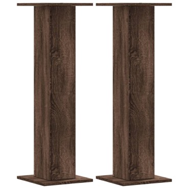 vidaXL Βάσεις Φυτών 2 Τεμ. Καφέ Δρυς 30x30x95 εκ. Επεξεργασμένο Ξύλο