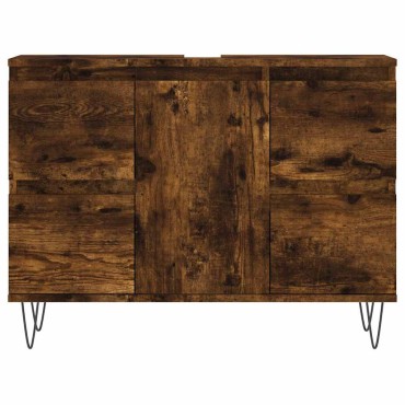 vidaXL Ντουλάπι Μπάνιου Καπνιστή Δρυς 80x33x60cm Επεξεργ. Ξύλο