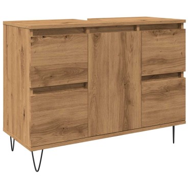 vidaXL Ντουλάπι μπάνιου Δρυς τεχνίτης 80x33x60cm Κατασκευασμένο ξύλο