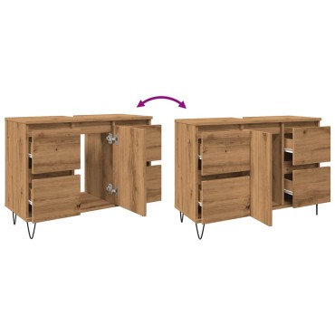 vidaXL Ντουλάπι μπάνιου Δρυς τεχνίτης 80x33x60cm Κατασκευασμένο ξύλο