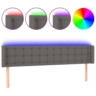vidaXL Κεφαλάρι Κρεβατιού LED Γκρι 163x16x78/88cm από Συνθετικό Δέρμα 1 τεμ.