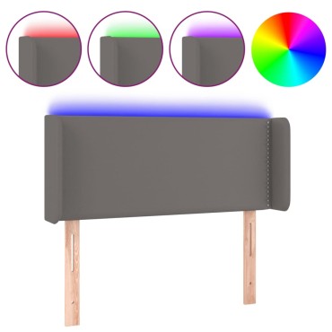 vidaXL Κεφαλάρι Κρεβατιού LED Γκρι 103x16x78/88cm από Συνθετικό Δέρμα 1 τεμ.