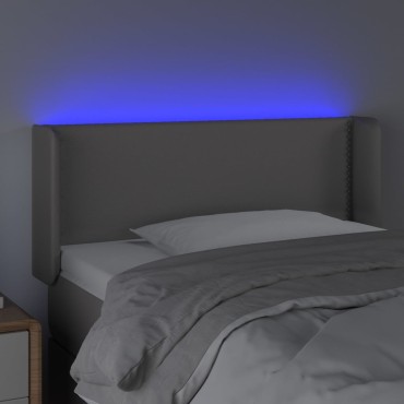 vidaXL Κεφαλάρι Κρεβατιού LED Γκρι 103x16x78/88cm από Συνθετικό Δέρμα 1 τεμ.