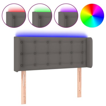 vidaXL Κεφαλάρι Κρεβατιού LED Γκρι 103x16x78/88cm από Συνθετικό Δέρμα 1 τεμ.