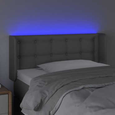 vidaXL Κεφαλάρι Κρεβατιού LED Γκρι 103x16x78/88cm από Συνθετικό Δέρμα 1 τεμ.