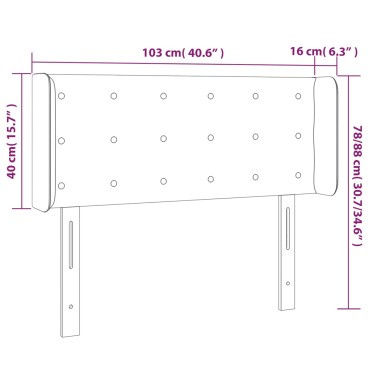vidaXL Κεφαλάρι Κρεβατιού LED Γκρι 103x16x78/88cm από Συνθετικό Δέρμα 1 τεμ.