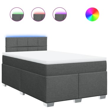 vidaXL Κρεβάτι Boxspring με Στρώμα Σκούρο Γκρι 120x200 εκ. Υφασμάτινο