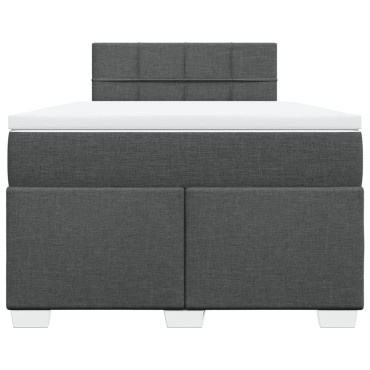 vidaXL Κρεβάτι Boxspring με Στρώμα Σκούρο Γκρι 120x200 εκ. Υφασμάτινο