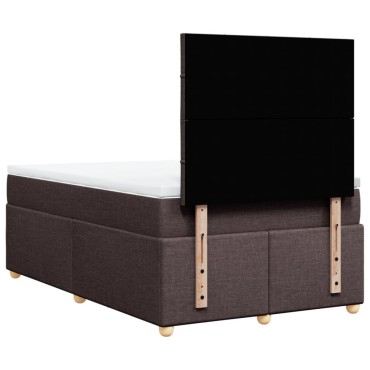 vidaXL Κρεβάτι Boxspring με Στρώμα Σκούρο Καφέ 120x200 εκ. Υφασμάτινο