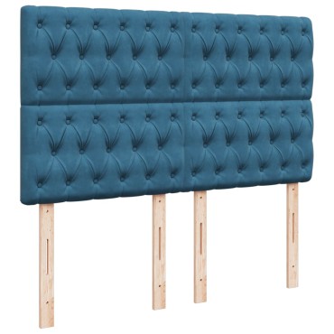 vidaXL Κρεβάτι Boxspring με Στρώμα Μπλε 160x200cm Βελούδινο 1 τεμ. - Διπλό