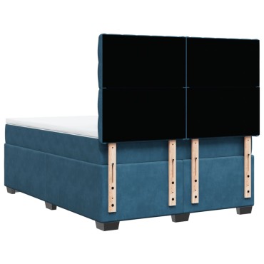 vidaXL Κρεβάτι Boxspring με Στρώμα Μπλε 160x200cm Βελούδινο 1 τεμ. - Διπλό