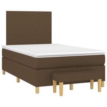 vidaXL Κρεβάτι Boxspring με Στρώμα Σκούρο Καφέ 120x200 εκ. Υφασμάτινο