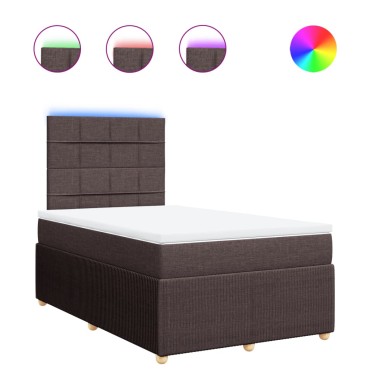 vidaXL Κρεβάτι Boxspring με Στρώμα Σκούρο Καφέ 120x200 εκ. Υφασμάτινο