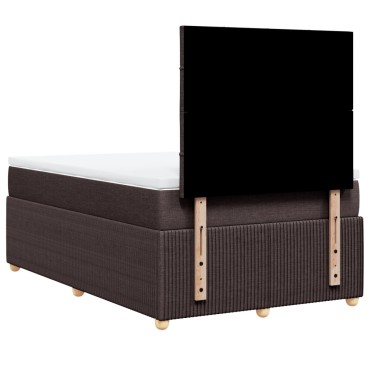 vidaXL Κρεβάτι Boxspring με Στρώμα Σκούρο Καφέ 120x200 εκ. Υφασμάτινο