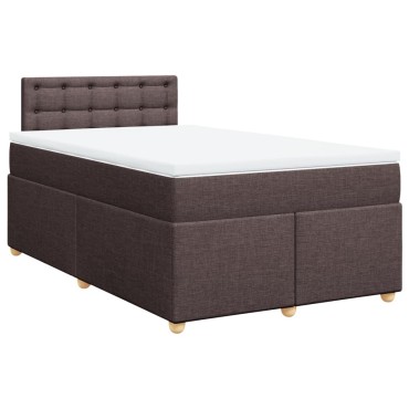 vidaXL Κρεβάτι Boxspring με Στρώμα Σκούρο Καφέ 120x200 εκ. Υφασμάτινο