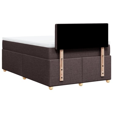vidaXL Κρεβάτι Boxspring με Στρώμα Σκούρο Καφέ 120x200 εκ. Υφασμάτινο